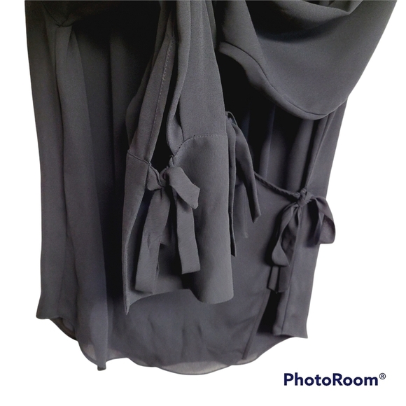 Trouve black sheer long sleeve wrap top - Picture 6 of 10